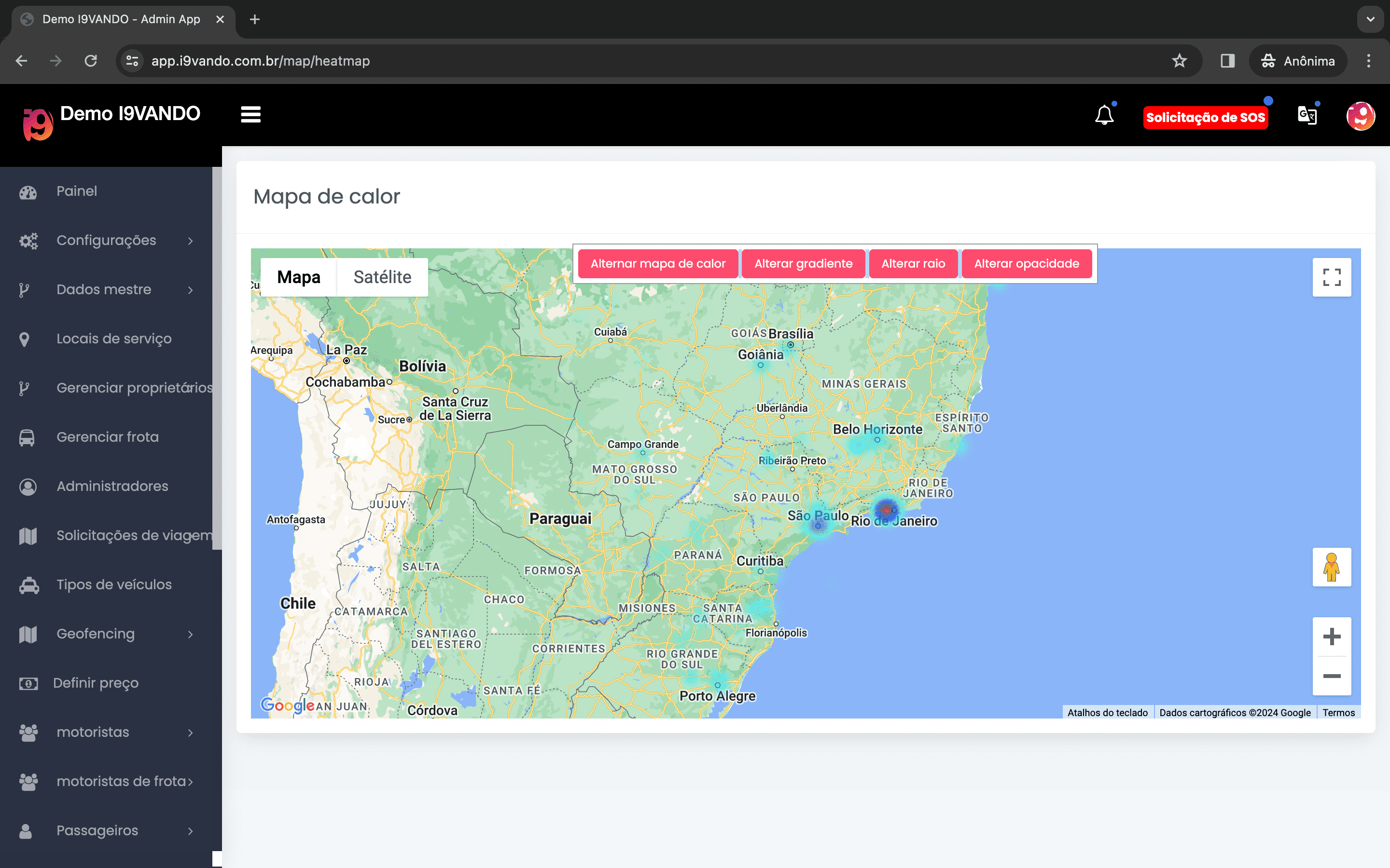 Mapa de calor de corridas